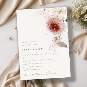 Convites Dusky Fall Marsala Blush Chá de fraldas