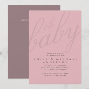 Convites Dusky Pink Typografia Chá de fraldas Revolução de