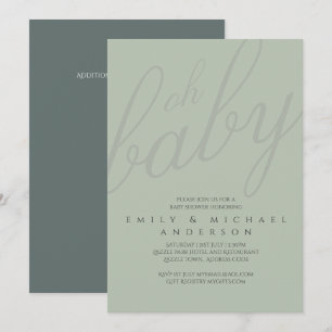 Convites Dusky Sage Typografia Chá de fraldas Gênero Reve
