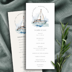Convites Dusky Sailboat Yacht Seascape Wedment Program