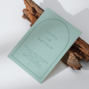 Convites Dusty Aqua Arch Wedding   Foto náutica + Código QR