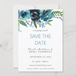 Convites Dusty Blue 2 Floral Salvar / Alterar a Data 3 Gran