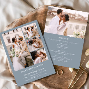Convites Dusty Blue All In One Minimalist Photo Wedding (Ca