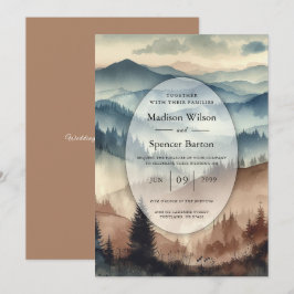Convites Dusty Blue and Mocha Brown Mountains Wedding