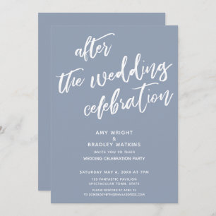 Convites Dusty Blue após a celebração do casamento