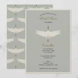 Convites Dusty Blue Birds Swans Art Deco Chá de panela