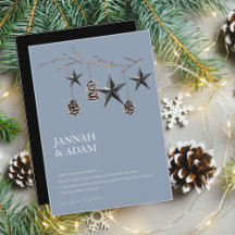 Dusty Blue Black Christmas Stars Pinecones Casamen