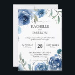 Convites Dusty Blue & Blue Floral Weding V2<br><div class="desc">Prepare seus convidados para seu casamento fabuloso com seus convites florais de Dusty Blue. Estilo moderno e elegante. Veja nossas outras coleções de Azul Dusty para diferentes opções de design. As flores pintadas à mão, azul-d'água e verde tornam este convite de casamento bonito e luxo. Excelente para Casamentos Azuis, Casamentos...</div>