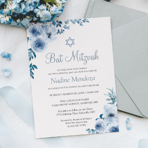 Convites Dusty Blue Bohemian Bat Mitzvah