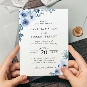 Convites Dusty Blue Bohemian Floral Boho Wedding