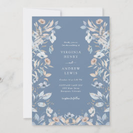 Convites Dusty Blue Boho Floral Wedding