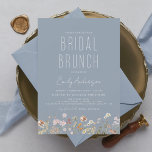 Convites Dusty Blue Boho Wildflower Bridal BrunChá<br><div class="desc">O Minimalista Wildflower Boho Elegante e moderno Script Bridal Brunch - Chá de panela para o outono,  inverno,  Primavera ou Verão - inclui uma bela e elegante tipografia de escrita para a Noiva especial Ser pré - Casamento.</div>