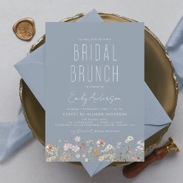 Convites Dusty Blue Boho Wildflower Bridal BrunChá