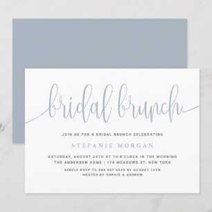 Convites Dusty Blue Bonito Calliografia Bridal Brunch