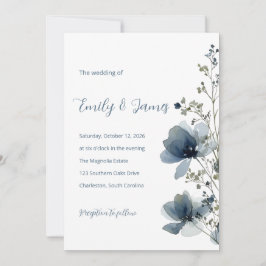 Convites Dusty Blue Botanical Wedding