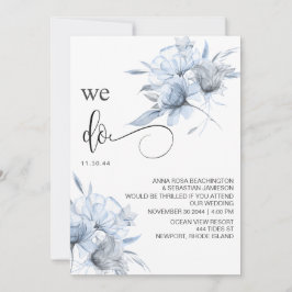 Convites *~* Dusty Blue Bouqet Floral RSVP QR AR AR15 WEDDI