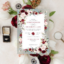 Dusty Blue Burgundy Blush Casamento Floral