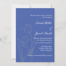 Convites Dusty Blue & Cinza Casamento Minimalista de Tulipa