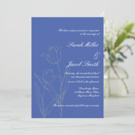 Convites Dusty Blue & Cinza Casamento Minimalista de Tulipa