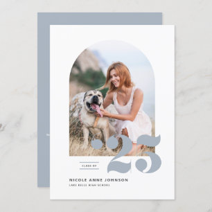 Convites Dusty Blue Classe de Graduação de Foto em Arch 202