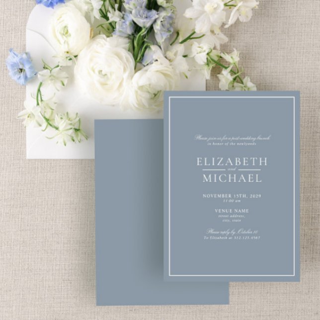 Convites Dusty Blue Classic Script Posta Casamento Brunch (Criador carregado)