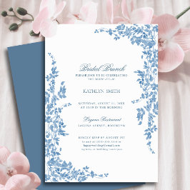 Convites Dusty Blue Clássico Vintage Bridal Bridal Brunch