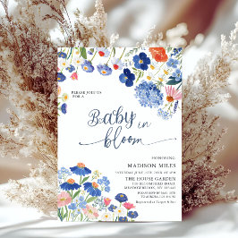 Convites Dusty Blue Cornflower Meadow Baby in Bloom Shower