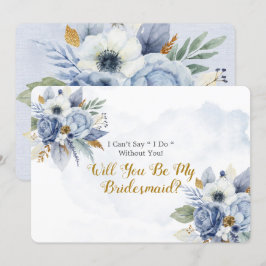 Convites Dusty Blue Dourado Peony Você Será Minha Porta-Pon