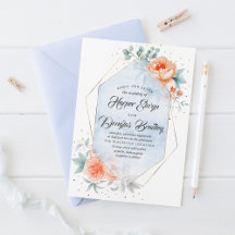 Dusty Blue e Coral Floral Moderno Vivo