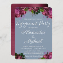 Dusty Blue e Cranberry Burgundy Festa de noivado