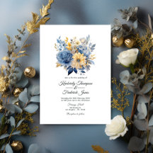 Dusty Blue e Dourado Casamento Floral