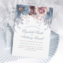 Dusty Blue e Mauve Watercolor Casamento Floral