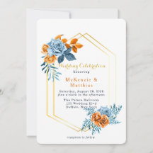 Dusty Blue e Rusty Peony Casamento Dourado Floral
