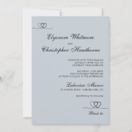 Convites Dusty Blue Elegant Chic Calligraphy Wedding
