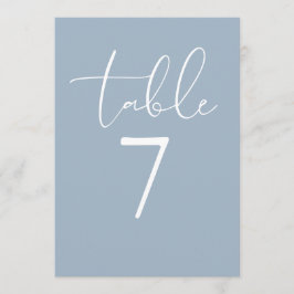 Convites Dusty Blue Elegant Modern Script Table Number