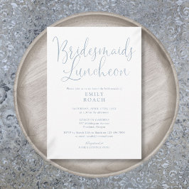 Convites Dusty Blue Elegant Script Bridesmaids Luncheon