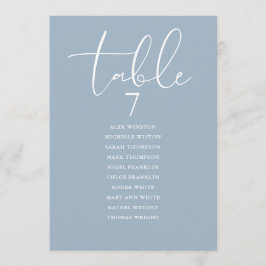 Convites Dusty Blue Elegant Seating Plan Table Number