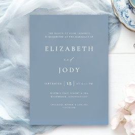 Convites Dusty Blue Elegant Simple Wedding Modern