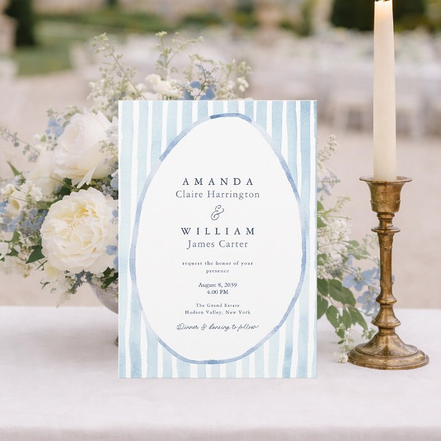 Convites Dusty Blue Estate Wedding Invitation (Criador carregado)