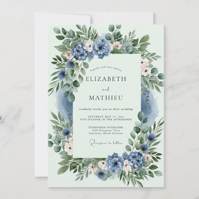 Convites Dusty Blue Ethereal Spring Wedding (Frente)