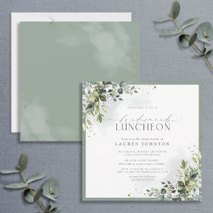 Convites Dusty Blue Eucalyptus Floral Bridal Lunchee