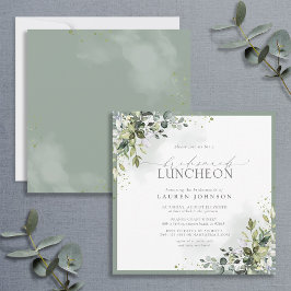 Convites Dusty Blue Eucalyptus Floral Bridal Lunchee