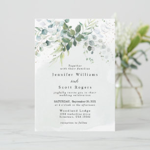 Convites Dusty Blue Eucalyptus Greenery Casamento Suculento