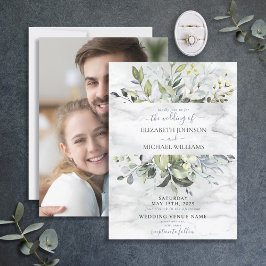 Convites Dusty Blue Eucalyptus Greenery Marble Foto