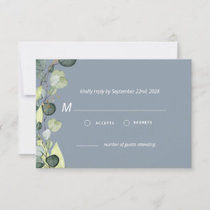 Convites Dusty Blue Eucalyptus Greenery RSVP Simple