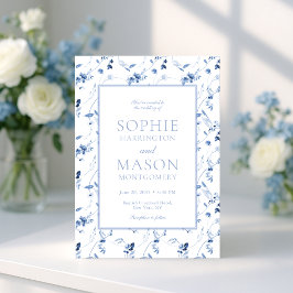 Convites Dusty Blue Fine Art Floral Wedding Invitation