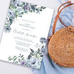 Convites Dusty Blue Floral 60ª Festa de Aniversário<br><div class="desc">Rosas azuis,  peônias e flores silvestres adoram um convite floral. Todo o texto é editável e o convite pode ser adquirido como download digital.</div>