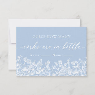 Convites Dusty Blue Floral adivinha quantas rolhas