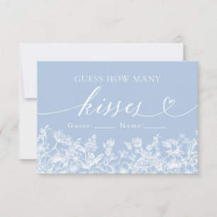 Convites Dusty Blue Floral adivinha quantos beijos