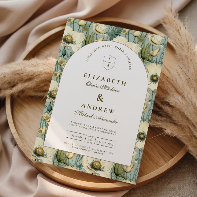 Convites Dusty Blue Floral Arch Garden Wedding (Criador carregado)